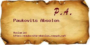 Paukovits Absolon névjegykártya